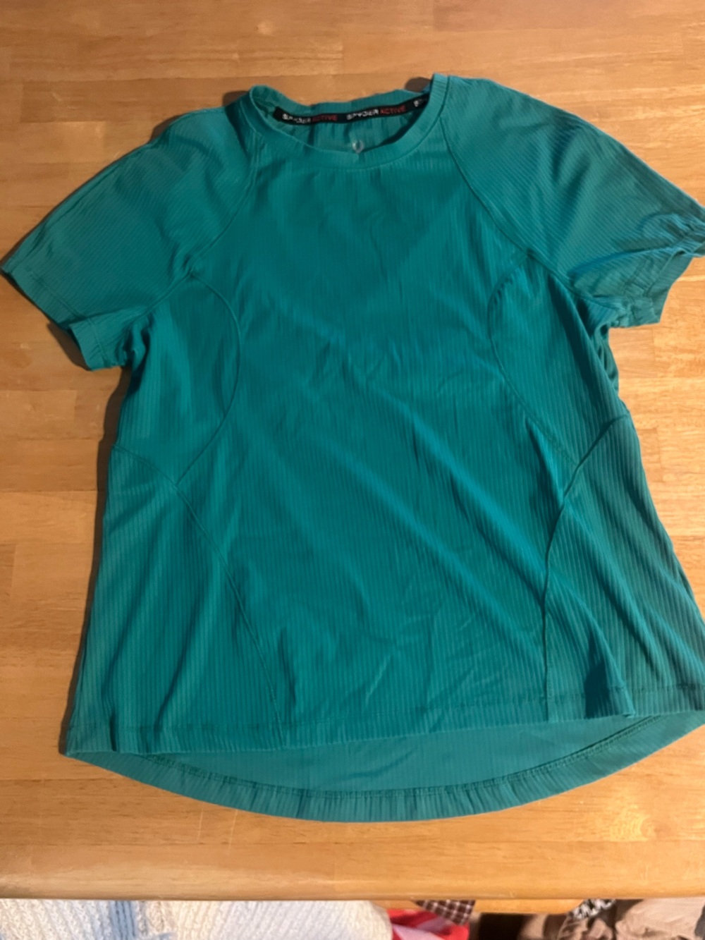 Spyder green ribbed fitted short sleeve athletic shirt